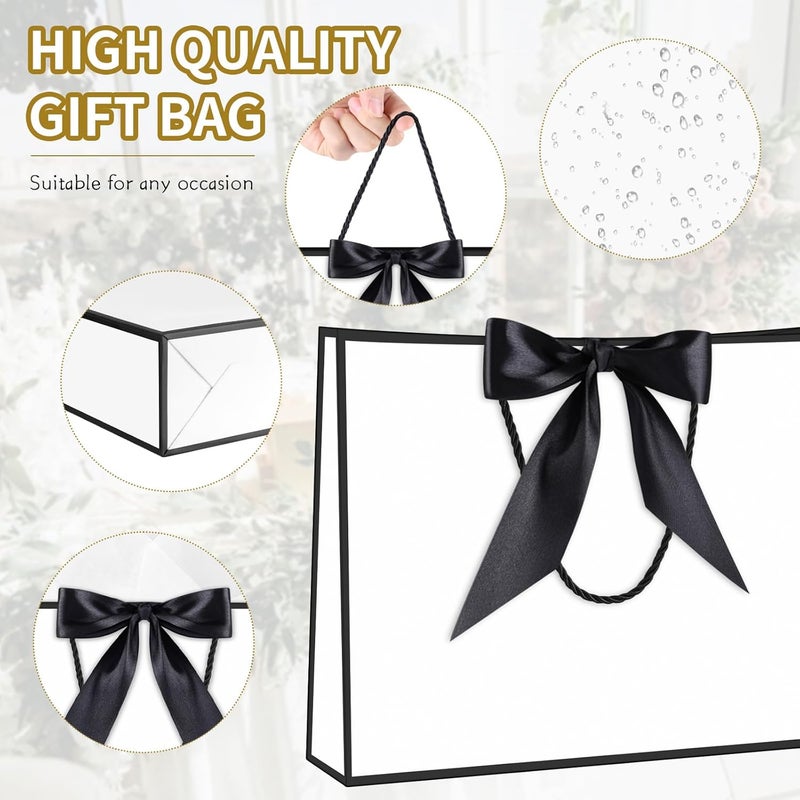 JMANNI Gift Bag, Medium Gift Bags with Tissue Paper, 2Pcs Gift Bags Medium Size with Handle and Bow Ribbon for Any Birthday, Weddings, Mothers Day & Special Occasion 11''x7.87''x4'' (Black-White) - Image 3